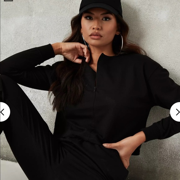 Missguided Zip Cropped Sweatshirt - Picture 2 of 2